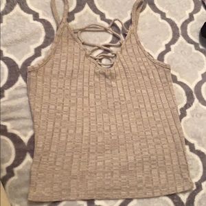 Soft criss cross tank nude